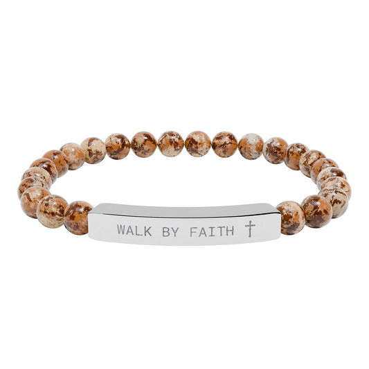 Engraved "Walk by Faith" Bracelet | Minimalist Christian Jewelry, Encouragement Gift