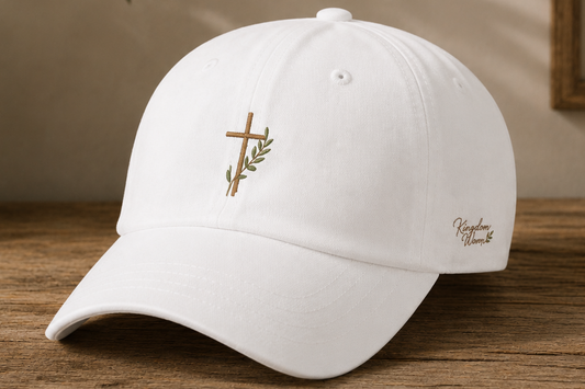 Psalm 23 Embroidered Christian Dad Hat | Minimalist Cross & Olive Branch Cap | Adjustable Faith Baseball Hat | Kingdom Woven