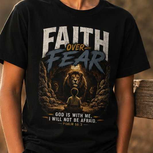 Kids Faith Over Fear T‑Shirt — Inspirational Christian Graphic Tee (I Will Not Be Afraid)